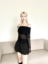 1225. Ribbon lace strap off T (2color)