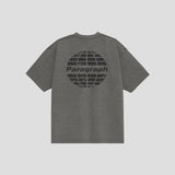 ウォッシュ加工サークルロゴTシャツ - GRAY