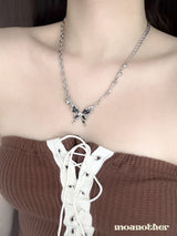[IVE Leeseo, Purplekiss Dosie Pick!](S.Steel) ブラックバターハートネックレス