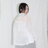 Cross Sheer Zip-Up Jacket - WHITE