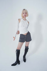 ロゴ 2WAY ショートパンツ_CHACOAL (fleece.ver)
