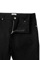 WAX COATED FLARE BLACK JEANS