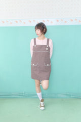 ドーリーボタンミニドレス (BROWN)