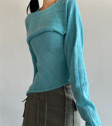 (BOLERO KNIT & KNIT TANK SET!) セミダメージアシンメトリーニットセット - 3 COLOR