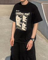 キディングキャットプリントショートスリーブTシャツ