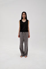 Linen oval neck knit, Black