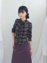 ruffle frill checkered short shirt