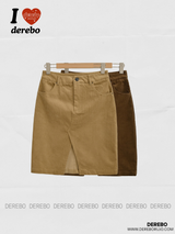 brown corduroy midi skirt