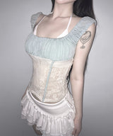 pre lace puff top (4colors)