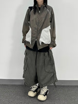 piping mesh blouson jacket