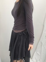 stripe ribbonline wave skirt