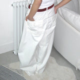 Ribbon back pocket wide balloon pants