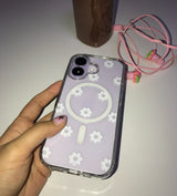 white flower magsafe jelly hard phone case