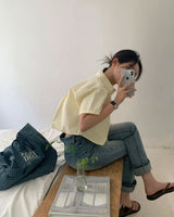 【BELLIDE MADE】定番セミクロップド半袖シャツ＆ブラウス