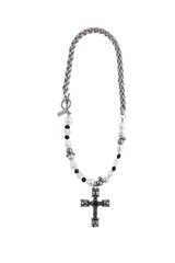 Mix chain big antique cross necklace