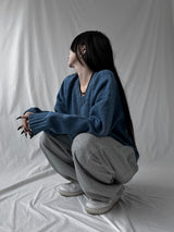 ベーシックVネックニット (2color)