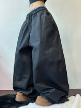OVER BALLOON CURVE DENIM LONG PANTS 🖤💙2COLOR