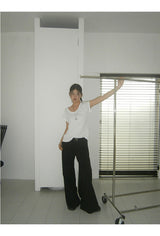 black wide casual straight pants