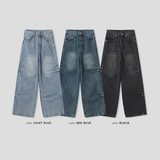 Side rivet wide denim pants(3color)