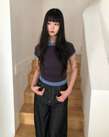 ポソンコントラストシャーリング半袖Tシャツ