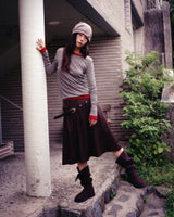 FLARE RIB SKIRT (BROWN)