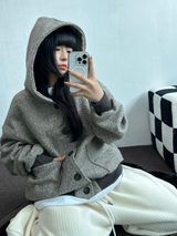 ミンクフリース🐑ビッグコーデュロイパッチバルーンパンツ❤🤍🖤🤎4カラー