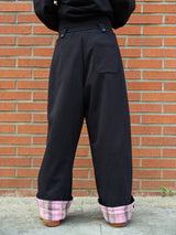 CHECK ROLL UP SWEATPANTS BLACK
