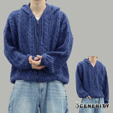 ノティニットフーディージップアップ(Blue)