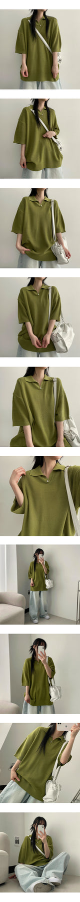 Hale Open Collar Short Sleeve Knitwear