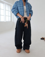 カーペンターダークブルーデニムワイドパンツ