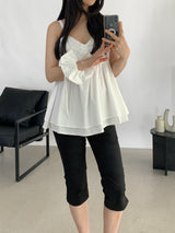 Letty Shirred Ribbon Sleeveless Blouse