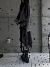 layered check wrap skirt (2color)