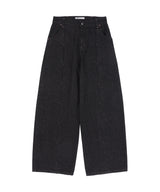 フロントピンタックワイドデニムパンツ（ブラック）_F24ZD882