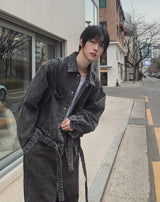 イーストベルトワイドデニムパンツ