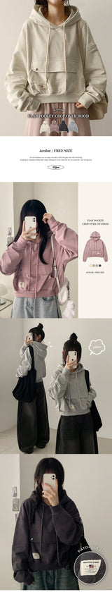 Pocky Pocket Patch Cropped Overfit Hoodie 