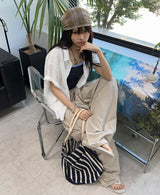 Penan striped shoulder bag
