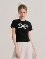 ダーリンレースリボンサマーTシャツ Black