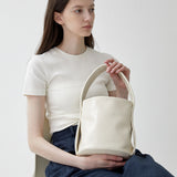 TEMZ bucket leather tote bag / Cream Ivory