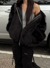 [Unisex] Fur 2way hood zip up(4color)