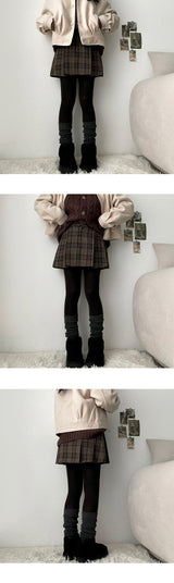 Upts Checkered Pleats Mini Skirt