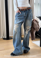 [Unisex] Destroyed boots cut denim pants