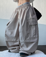 MIDDLE RIVET CARGO BALLOON PANTS 🍰🩶🖤💚4COLOR