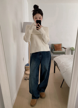 Deep Blue Balloon Wide Denim Pants