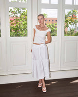 OFF SHOULDER SHIRRING TOP / IVORY