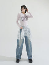 グリッターリボンプリンティドTシャツ