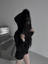 スリムファーフードジップアップ(fleece-lined / 3color)