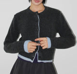 (WOOL) TWO-TONE LAYER CARDIGAN