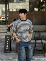 With crop stripe long-sleeve tee