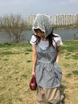 プレイド バックストラップ ワンピース (2color)
