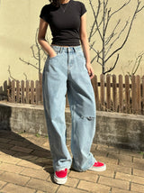 DESTROYED WIDE DENIM PANTS code 21006